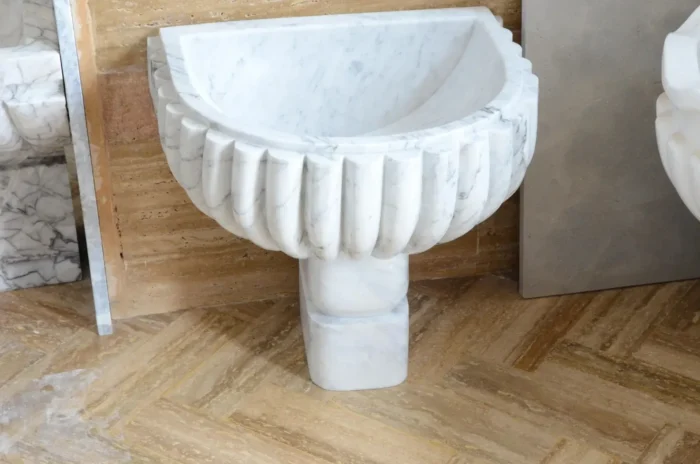 white marble sink